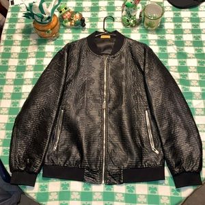 Black Polyurethane bomber jacket (Fine Tailored Clothing company! By Lanzino.